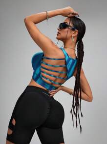 Innovista Sujetador deportivo sin costuras, sostén activo de gimnasio de gran estiramiento, transpirable y con soporte moldeador, top tipo chaleco, top corto, camisetas sin mangas, sin cables, tela transpirable, de secado rápido, suave como la mantequilla, compresión y cómodo, con corte de malla y calado, azul, tie-dye, aurora, degradado, para levantamiento de pesas, entrenamiento de fuerza física, mancuernas, exterior, ciclismo, motociclismo, correr, ejercicios aeróbicos y cardio, yoga y pilates, boxeo, senderismo y trekking, tenis y golf, equipo de entrenamiento de máquinas y aparatos, ropa de entrenamiento y chándal, athleisure urbano, ícono de moda, impresionante y elegante, brilla y siente para festival de música y fiesta, ropa deportiva sexy y de calle, ropa esencial para el día a día, activewear de , motivación de verano
