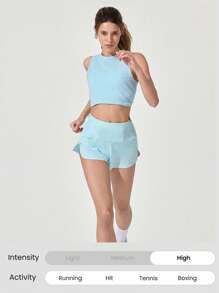 GLOWMODE Shorts de correr ultraligeros de cintura alta con ajuste de cordón, bolsillos múltiples, de secado rápido y con ropa interior antiolor incorporada, de 2.5 pulgadas, para entrenamiento y actividad física.
