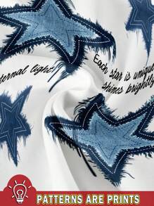 Slaydiva New Simple Casual Basic Street Sports Elastic Drawstring Straight Leg Pants, White Star Pattern Sweatpants For Plus Size Women Fall Clothes Winter Clothes