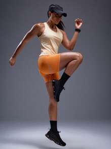 Powerista Shorts de fitness casual à taille haute rayés pour femmes, shorts de cycliste - Multicolore - Voir 5