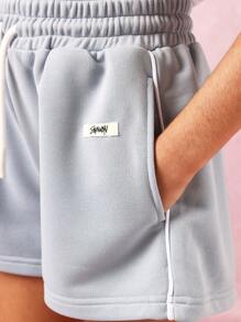SUMWON Conjunto de top y pantalones cortos de verano deportivo para niñas, conjunto de dos piezas para entrenamiento y hacer deporte, con estampado numérico, ropa básica moderna esencial para actividades y ocio.