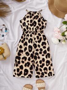 女宝宝夏季可爱度假豹纹无袖连体衣 - 彩色 - 查看 2