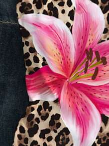 SHEIN Leap Crew Teen Girls Casual Minimalist Leopard Print Lily Flower Camisole Tank Top, Summer - Multicolor - View 5