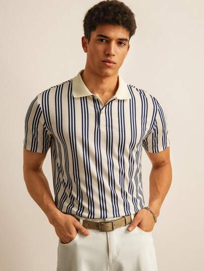 SWAVVY 男士复古条纹 Polo 衫