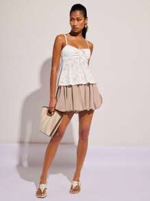 COSMINA Women's Elegant Vacation Ruched Blouse, Spring/Summer - White - View 4