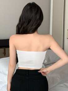 DAZY Pleated Tube Top With Built-In Pads Camisole - White - View 2