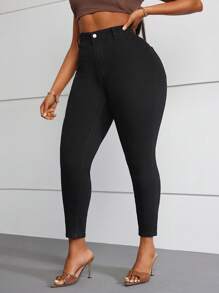 SHEIN SXY 大码女式百搭紧身休闲牛仔裤