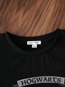 HARRY POTTER X SHEIN Tween Boy Letter & Cartoon Print Casual Round Neck Short Sleeve T-Shirt, Summer