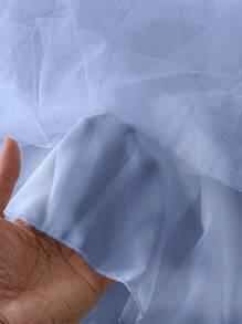 Rometta Romantic Date  Women's Plus Size Dusty Blue Summer Elegant Dress: Crisscross Cami Dress With Tiered Tulle