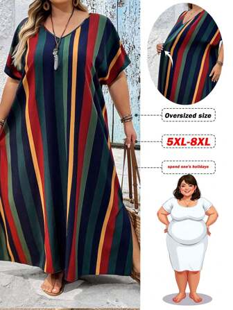 SHEIN CURVE+ Plus Size Allover Lemon Print, Maxi Long Beach Midi Dress With Side, For Summer And Autumn Vacation Curve Plus Country Dress, Curve Plus, Boho Vacation Beach Outfits For Woman/Beach Dress/Beach Vacation Outfits/Beach Essentials / Graduation/Tea Party Dress