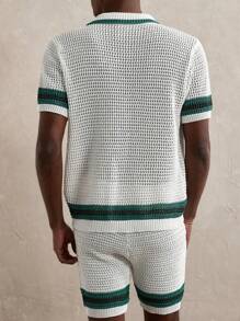 Manfinity RSRT Bộ áo len và quần short họa tiết khối màu thường ngày cho nam, trang phục mùa thu - Nhiều màu - Xem 2