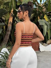 ORANGE STUDIO Multi-Color Summer Vacation Stripe Patchwork Slim Fit Women Tank Top, Suitable For Summer - Multicolor - View 2