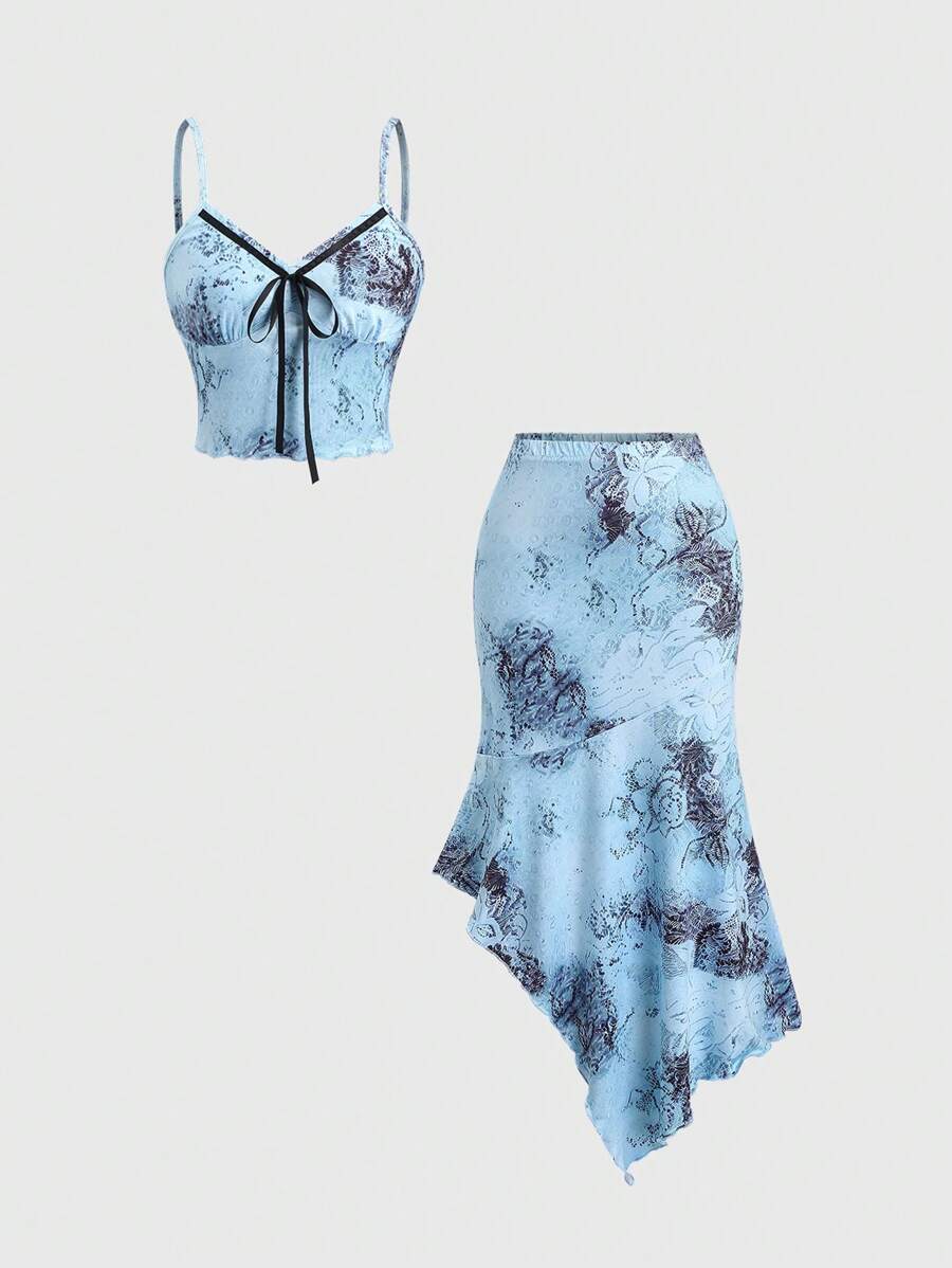 Sweetra Women Two Pieces Outfits For Daily Wear - Blue - View 1