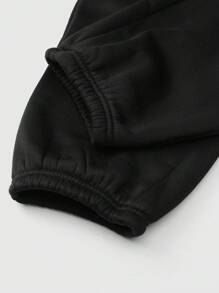 Manfinity Homme Men's Black Flannelette Hoodie Co-Ord Set: Casual Long Sleeve Hooded Top And Regular Length Joggers With Pockets