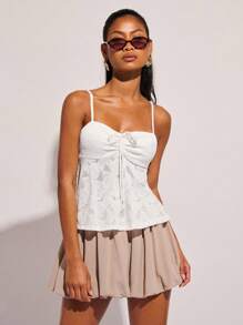 COSMINA Women's Elegant Vacation Ruched Blouse, Spring/Summer - White - View 1