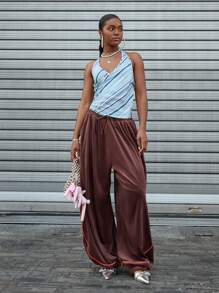 COUREZ Striped Wrapped Halter Neck Top /Summer Outfits For Women /Summer Tops Going Out Tops Casual /Y2K Vintage - Multicolor - View 3