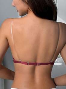 DAZY Front Opening Underwire Slightly Gathered Backless Transparent Strap Ladies Bra Lingerie For Women - Red Violet - View 1