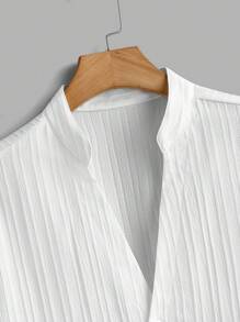 Manfinity RelaxMax Camisa de manga corta de un solo pecho lisa para hombres, camisas de verano lisas para hombres