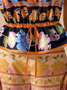 CAJUNI Camiseta de tirantes suelta de estilo casual de verano con estampado floral tropical colorido y boho para vacaciones