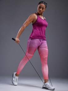 Powerista Leggings deportivos de cintura alta sin costuras con estampado digital de rayas para mujer