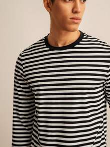 SWAVVY Herren langärmliges Shirt mit Blockstreifen Muster im urbanen Stil, japanischer Stil, Freundesgeschenk, Sommer, Schule