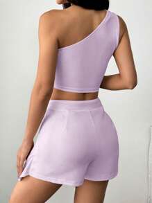 SHEIN EZwear Women Two Pieces Outfits For Daily Wear - Purple - View 2