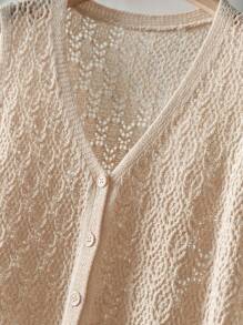 CosyJoli 秋冬大码女式单排扣休闲针织背心 - 杏色 - 查看 4