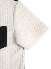 Manfinity Homme Men's Contrast Color Splice Short Sleeve Shirt & Shorts Set Men Shorts Set Men Shirt Co Ords - Multicolor - View 4