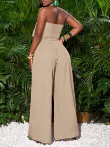 Slaydiva Women Two Pieces Outfits For Daily Wear - Khaki - View 2