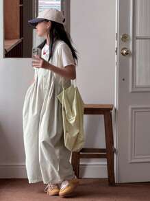 Dazy Kids Tween Girl Plain Versatile Summer Romper/Jumpsuit - Khaki - View 4