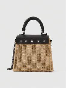 ROMWE Goth Women's Vintage Winged Skull Decor Handbag - Camel - View 3