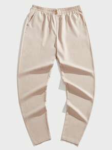 Manfinity RelaxMax Men's Solid Color Fashion Pants, Suitable For Summer - Khaki - View 1