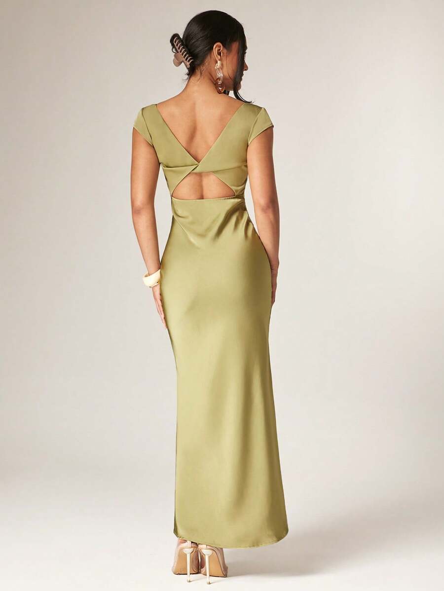 Silquee 优质女士服装深 V 领连衣裙，女士优雅，夏季，毕业礼服，毕业典礼，女士巡航，伊比沙岛，狂欢节/狂欢节，节日夏季节日海滩度假，薄荷绿连衣裙鼠尾草绿连衣裙 - 綠色 - 查看 1