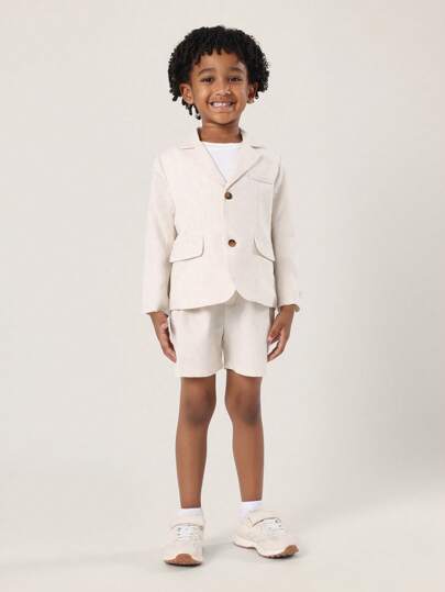 SUMWON 奢华夏季正式男童西装外套短套装两件套婚礼派对特别活动配套西装带纽扣