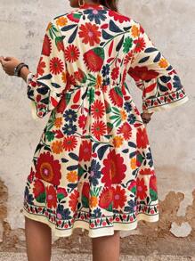 Breezaya Plus Size Flower Allover Print Casual Summer Dress - Multicolor - View 2