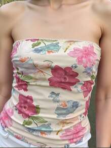 INAWLY 女士碎花可爱休闲度假抹胸式抹胸 - 彩色 - 查看 3