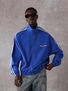 SUMWON Chaqueta deportiva con cierre completo, estilo retro, casual, deportivo, ropa de calle, primavera-otoño, clásico, cortavientos con raya lateral, para entrenamientos y ejercicio