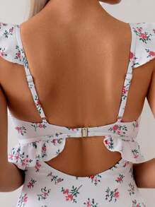 SHEIN Swim 1pc Women's Ditsy Floral Ruffled One-Piece Swimsuit, Beach Wear - Multicolor - View 7