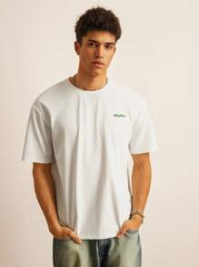 SWAVVY Camiseta de verano para hombre con estampado de letras y dibujos animados