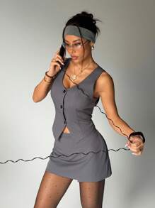 SHEIN Unity Women Two Pieces Outfits For Daily Wear - Grey - View 1
