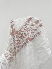 Coolane 女式夏季休闲蕾丝透视不对称下摆半身裙 - 白色 - 查看 7