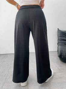 POPSWAY High Waist Draping Slimming Straight Leg Casual Versatile Suit Pants, Wide Leg Pants For Women - Black - View 2