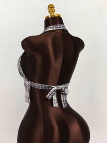 Amplova Women's Sheer Plaid Mesh Bowknot Strap Camisole Top - Multicolor - View 2