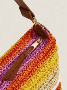 Muvela Women's Bohemian Contrast Color Woven Shoulder Bag - Multicolor - View 4
