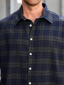 Manfinity Homme Plus Size Men Plaid Single Breasted Short Sleeve Shirt, Summer - Multicolor - View 5