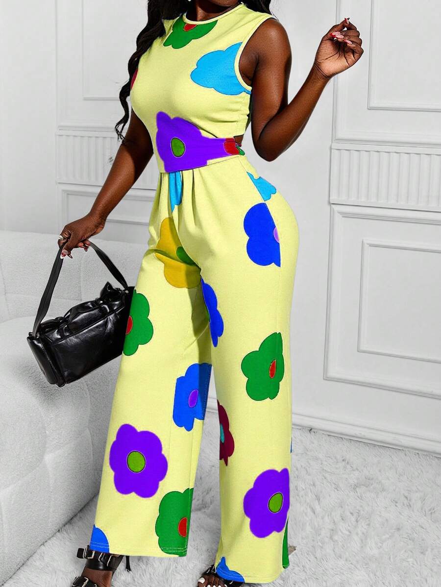 INAWLY Plus Size Sleeveless Jumpsuit, Fashionable For Summer