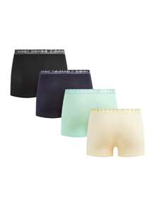 4pcs Adolescent Boys' Letter Waistband Underwear Set