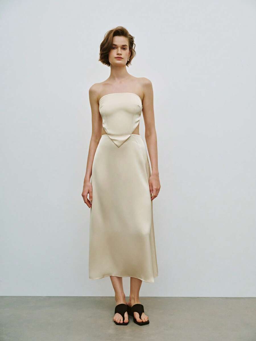 Lumivelle Sexy einfarbiges rückenfreies Schlauchkleid