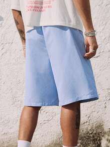 ROMWE MEN Men's Casual Striped Drawstring Waist Shorts, Summer Vacation - Blue - View 7
