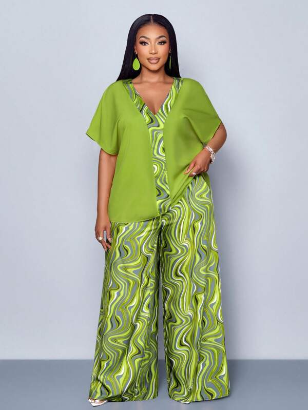 SOLERSUN 2025 Set de cămașă de damă cu model geometric cu imprimeu mozaic și pantaloni largi cu imprimeu Set două piese Nou model geometric Vacanță la plajă Vacanță la plajă Picnic ocazional Concert Festival de muzică Sezonul de întoarcere la școală